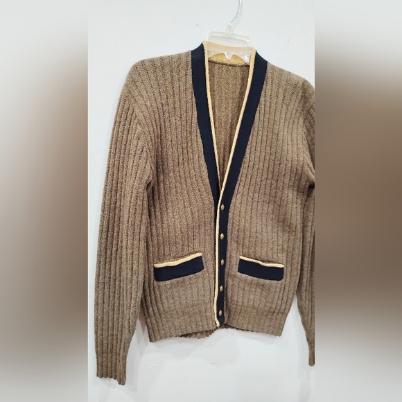 VINTAGE RIBBED WOOL BLEND CARDIGAN SWEATER - Picture 6 of 6